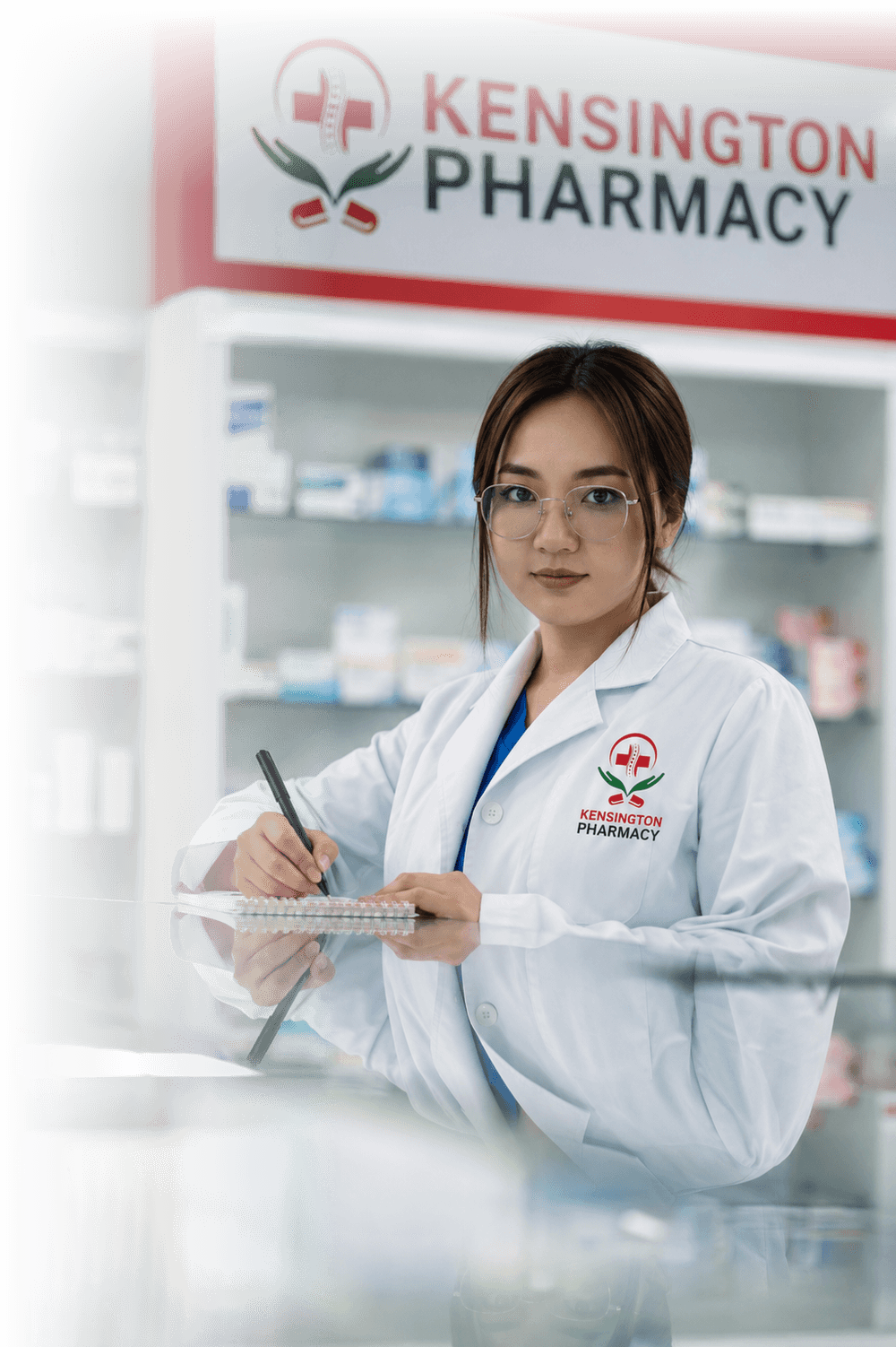 Kensington Pharmacy pharmacist reviewing patient notes