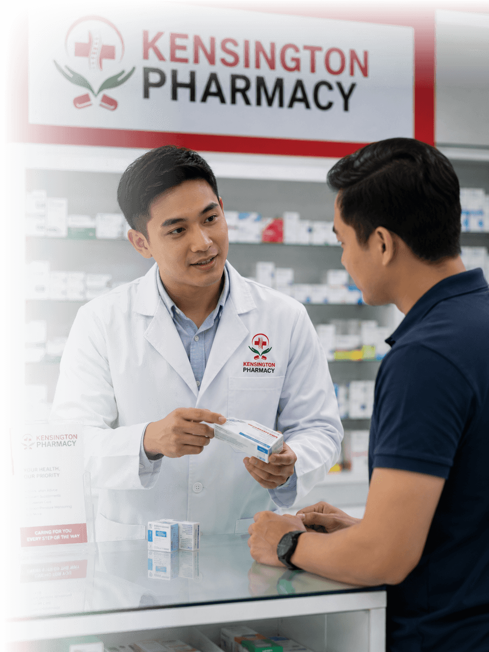 Kensington Pharmacy pharmacist helping a customer